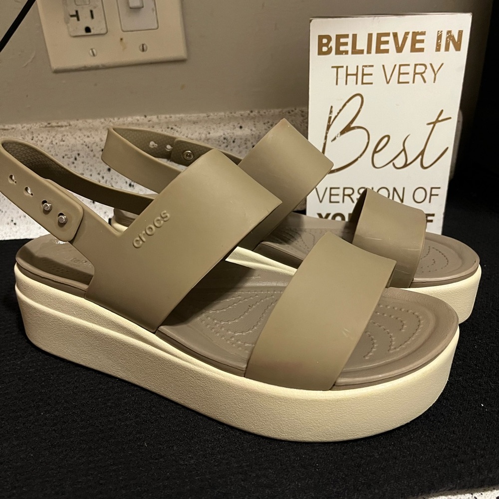 Crocs Women’s Platform Sandal in Dark Beige